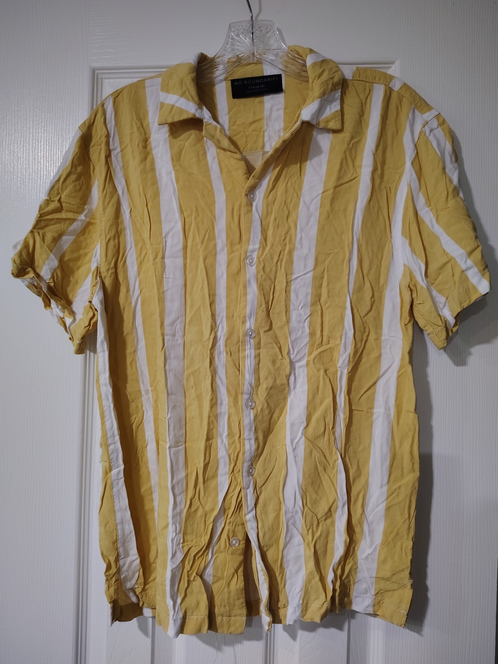 No Boundaries Yellow and White Vertical Stripe Button-Up Shirt